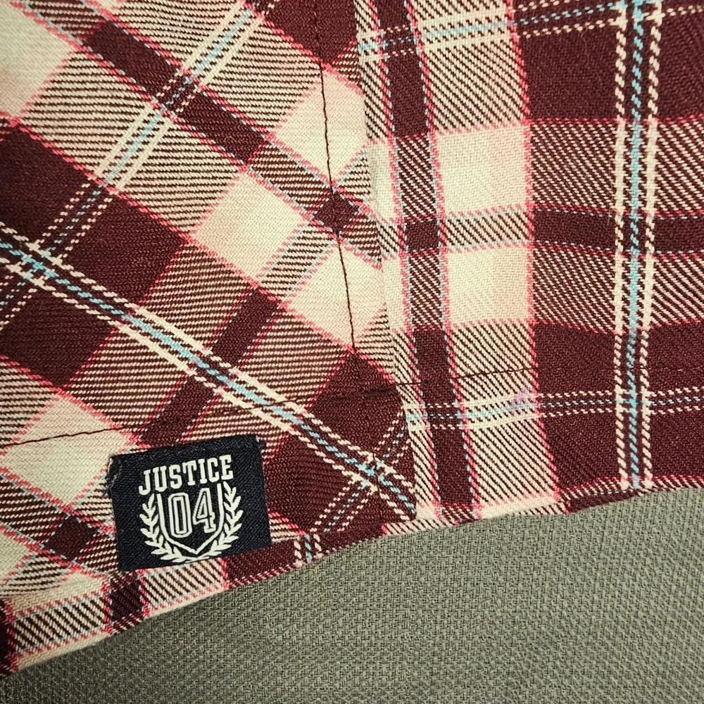 Justice Kids XL Plus 16P 18P Burgundy Plaid Skort Button Front 473910A